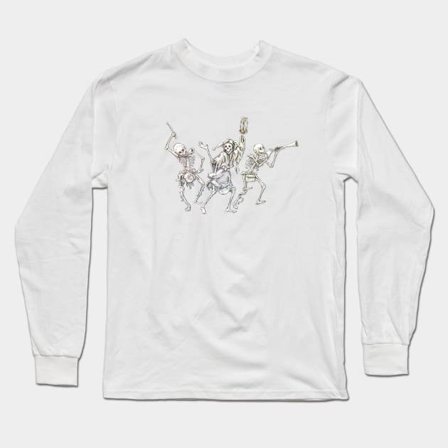 Skeletons Medieval Band Long Sleeve T-Shirt by Vainilla Thunder